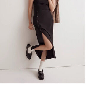 Madewell Wrap Midi Black‎ Skirt Size 6